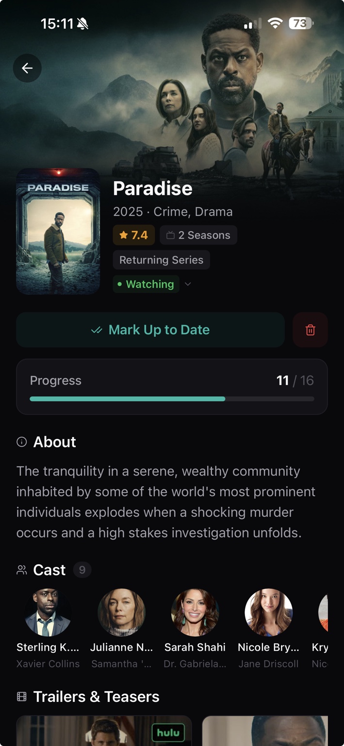 EpisodePal show details screen with season count and viewing progress